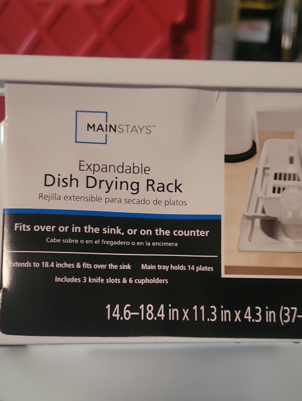 NWT Mainstays White Expandable Dish Drying Rack with Utensil Caddy